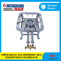 Kompor Solid 5C/30 SL Highpresure + Meja Stainless Tinggi 35 cm Lebar 40 cm