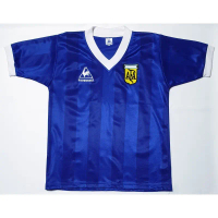 เสื้อฟุตบอลย้อนยุค อาเจนติน่า 198ุ6 ชุดเยือน สีน้ำเงิน Argentina 1986 away Retro football shirt
