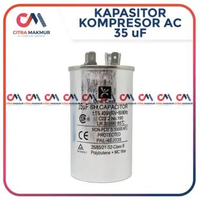 Kapasitor AC 35 uf Capasitor Outdoor Air Conditioner Kompresor Almunium Tabung Mesin Single One Cool