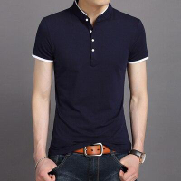 ♣S&amp;SENG MIACAWOR New Polo shirts Men High Quality Cotton Stand Collar Tee shirt Slim Fit Short-sleeve Polo Men Clothing T745