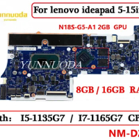 NM-D211 For lenovo ideapad 5-15itl05 Laptop Motherboard with I5-1135G7 I7-1165G7 CPU 8GB 16GB RAM N18S-G5-A1 2GB GPU 100% Tested