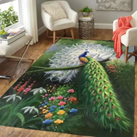 Exquisite Peacock Painting Carpet Beautiful Animal Rug for Living Room Sofa Table Rug Home Decor Anti Slip Chair Cushion Mat