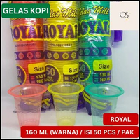 Royal Gelas Plastik Bening / Cup Gelas Aqua / Gelas Kopi / 130 ML & 160 ML 160 ml Warna