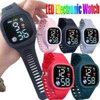 Electronic Wrist Watch LED Digital Smart Sport Watches LED Dial Square Waterproof Kids Wristwatch for Children Birthday Gift