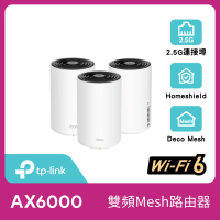 TP-Link 三入組-Deco X80 AX6000 雙頻 AI-智慧漫遊 真Mesh 無線網路WiFi 6 網狀路由器(Wi-Fi 6分享器)