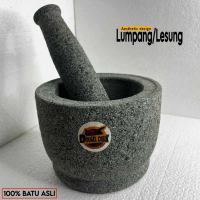 LUMPANG LESUNG BATU ANDESIT ASLI 18CM SATU SET DENGAN ALU Mortar and Pestle Stone Grinder