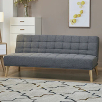 【Hampton 漢汀堡】艾勒維三人沙發床-淺灰(布沙發/簡約設計/實木椅腳/北歐風/格紋編織設計)