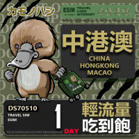 【鴨嘴獸Platypi.IF】中港澳eSIM 單日 吃到飽 免插卡網卡(中國 香港 澳門 上網 免插卡上網卡)