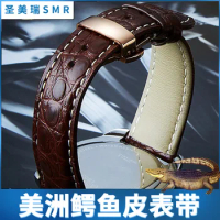 For Longines Master Omega Tudor Crocodile Leather Alligator Strap Men and Women Butterfly Clasp Watchband 12 14 16 18 20 22 24mm