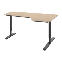BEKANT 轉角書桌/工作桌 右側, 實木貼皮, 染白橡木/黑色