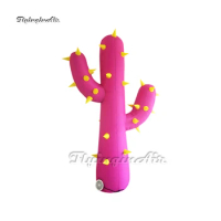 Personalized Giant Pink Inflatable Cactus Model Artificial Plant Balloon With Sharp Spines For Yard Decoration