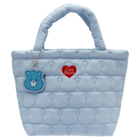 【Grace Gift】Care Bears-晚安小熊吊牌衍縫空氣托特包M(淺藍)