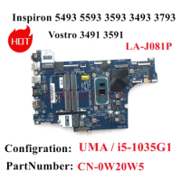 LA-J081P i5-1035G1 FOR Dell Inspiron 5493 5593 3493 3593 3793 Vostro 3491 3591 Laptop Motherboard CN-0W20W5 W20W5