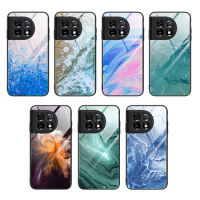Oneplus 11 CPH2449 CPH2447 Case Shockproof Marble Glass Hard Back Cover Case Soft Bumper for Oneplus 11 Oneplus11 5G CPH2451