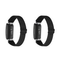 2X Smart Watch Bands For Fitbit Inspire 2/ Inspire HR, Elastic Adjustable Soft Strap Wristbands Replacement Bands(Black)
