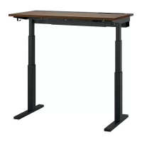 MITTZON 升降式工作桌, 電動 實木貼皮, 胡桃木/黑色