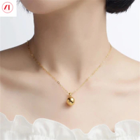 XT Jewellery Korea 24k Small Light Ball Pendant Necklace Round Bead Women 916 Original Gold Plated