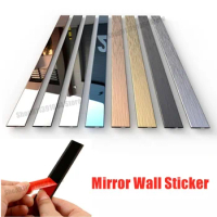 2.44M Wall Decor Mirror Sticker Stainless Steel Flat Decorative Lines TV Wall Ceiling Metal Edge Strip Trim Decals Self-adhesive