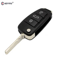 KEYYOU 3 Buttons Flip Car Key Remote Folding Key Cover Shell Fob Case Key For Audi A2 A3 A4 A6 A6L A8 S5 Q7 TT