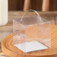 Transparent Portable Packaging Box 6-inch Square Pastry Puff Packaging Box Mini Boxy Box for Small Cake Baking Pastries