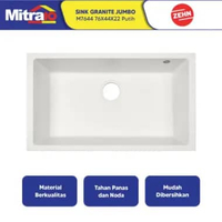 Sink Granite Jumbo Zehn+ 1 Kolom Putih 76x44x22cm M7644 - Granite Sink White [INCLUDE PACKING KAYU]