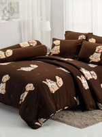 ผ้าห่มนวมเย็บติด 60x80 นิ้ว (ทวินไซส์) รุ่น TULIP DELIGHT  ลาย หมาจ๋า DLC094 สีCocoa