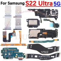 Charging Port Board For Samsung S22 Ultra Loudspeaker Earpiece Speaker Fingerprint Light Sensor Signal LCD Motherboard Flex Cabl
