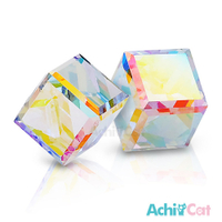 AchiCat水晶白鋼耳環 絢麗方塊 耳針式 施華洛世奇元素 多色任選 一副價格 G604