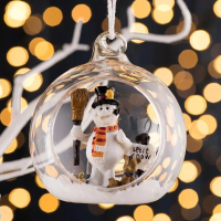 【愛爾蘭 Galway】聖誕雪人下雪鏤空玻璃吊球／吊飾／掛飾／裝飾(絕版品限量3件)
