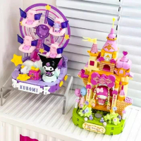 MINISO Sanrio building block colorful amusement park series mymelody Kuromi Cinnamoroll Pompom Purin model children's toy