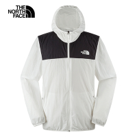 【The North Face 官方旗艦】北面男款黑白拼接DWR防潑水連帽外套｜8AUSKY4 抗UV