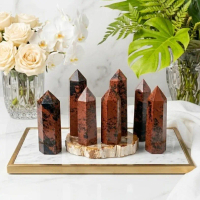 CRYSTALMINE Mahogany Obsidian Crystal Tower / Batu Kristal Red Point Stone Merah Mahogani Natural Al