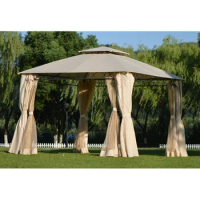 Outdoor Patio Gazebo Canopy, Outdoor BBQ Gazebo Tent with UV Protection, Quality Double Tiered Canopy with Shade Curtains