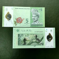 1 LEMBAR Uang 5 Ringgit Malaysia Polymer Uang Koleksi ( UANG ASLI )