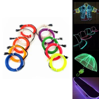 EL Wire 1M Flexible Rope EL Wire Neon Light Waterproof LED Strip Neon Tape Tube 10 Color Glow String Light Party Decoration