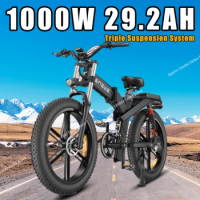 E-bike Full suspension Folding Mountain 48V29.2AH 1000W Electric Bicycle 26*4.0 Inch Fat Tire City Road Communing Electric Bike