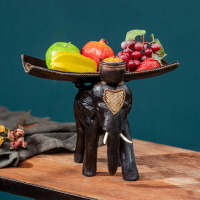 東南亞家居裝飾工藝品 泰國客廳餐廳實木雕刻大象干果水果盤器皿