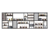 Bar wine rack wall-mounted wine cabinet shelf restaurant display rack wrought iron