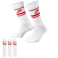 【滿額現折300】NIKE 長襪 EVERYDAY PLUS 白紅 條紋 中高筒 三雙一組 襪子 DX5089-102