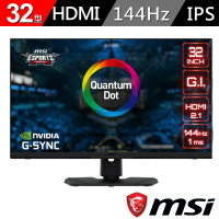 【MSI 微星】32型 IPS電競螢幕4KHDR 144Hz 支援VGA/HDMI/DP/USB(Optix MPG321UR-QD)
