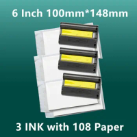 6 Inch Ink Cassette KP-108IN KP-36IN Ink and Paper Set for Canon Selphy CP1300 CP1200 CP910 CP900 Photo Printer