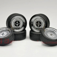 4Pcs 1:18 ENKEI 92 18 Inch Modified Wheels + Rubber Tires 36mm Electroplated Wheel Hubs for 1/18 Scale Car Models 18"