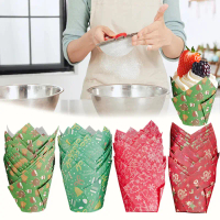 50pcs Giáng sinh Tulip muffin cupcake cốc giấy oilproof cupcake lót nướng bánh muffin hộp cốc bánh c