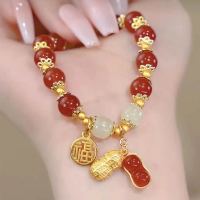 Gelang Kelinci Giok Gaya Cina Baru untuk Wanita ins Gelang Desain Niche Bernilai Tinggi untuk Sahaba
