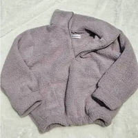 Sweater Half Zip Crop Sherpa Bulu Abu XL