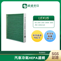 【Have Green Days 綠綠好日】適用 LEXUS 凌志 RX 200t/300/350/450h 2016~ 汽車冷氣濾網 GLS003 單入組