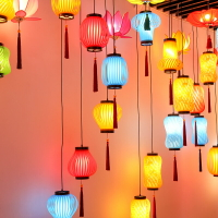 中式古風吊燈宮燈裝飾新年小燈籠掛飾室內發光紅燈籠場景布置商場