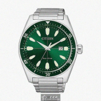 【CITIZEN 星辰】CITIZEN手錶型號CI00009(墨綠色錶面銀錶殼銀色精鋼錶帶款)