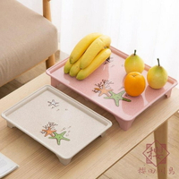 高腳托盤大號水果盤子餐盤簡約早餐盤塑料甜品茶盤【櫻田川島】