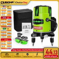 CLUBIONA Green 5 line 6 points &amp; Horizontal and Vertical Laser Lines Separately and Outdoor Mode - Receiver Auto Line Laser Leve